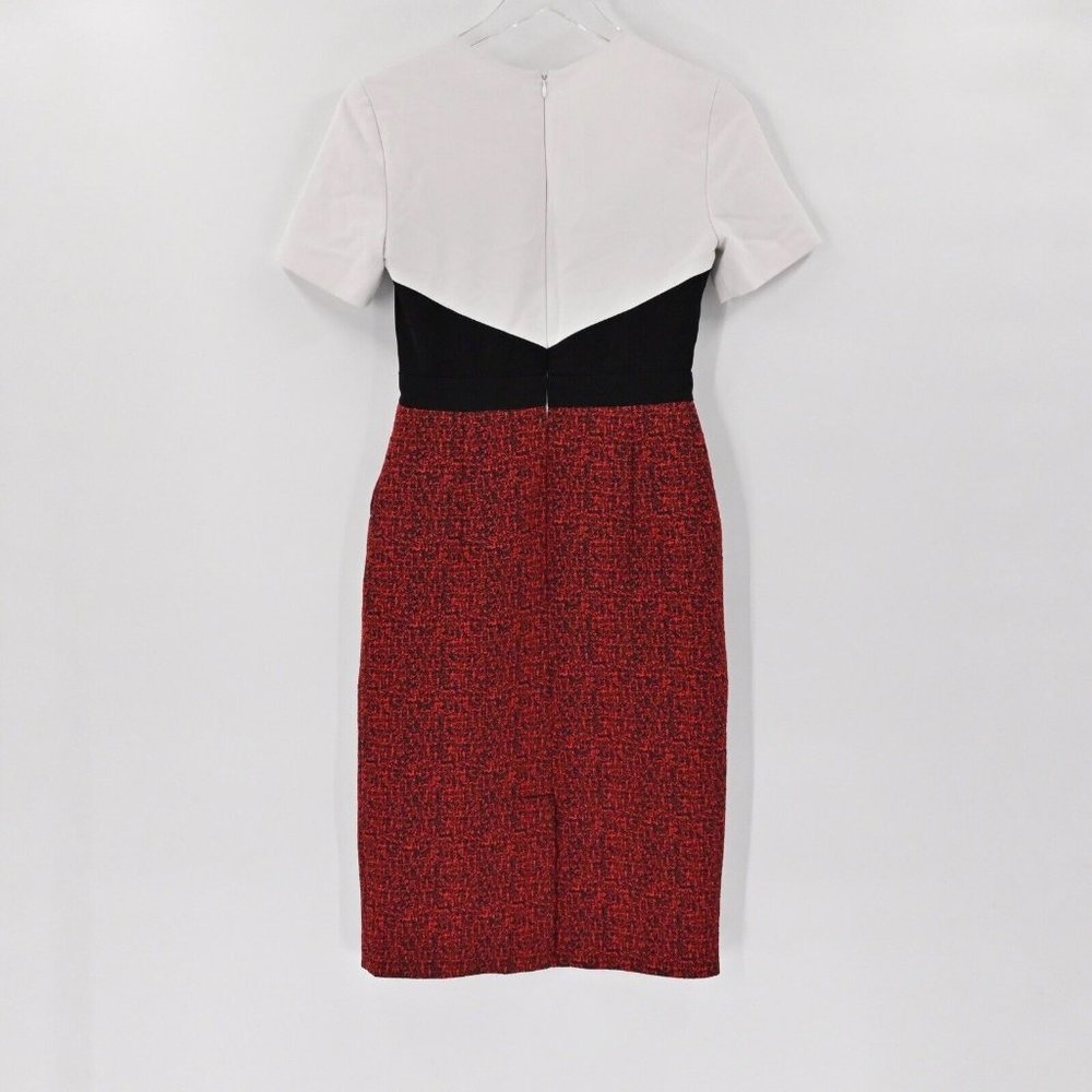 JASON WU Womens Jacquard Red Black Colorblock Sheath Mini Dress Office Size 0 - Picture 7 of 11